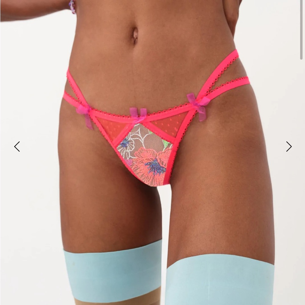 Shimmer Zinnia Embroidery Thong Panty NWT For Love and Lemons
